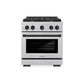ZLINE Autograph Edition 30 in. 4.2 cu. ft. Paramount Gas Range with 4 Burner Cooktop and Convection Gas Oven in Satin Stainless Steel and Matte Black Accents, Open Box-Great Condition