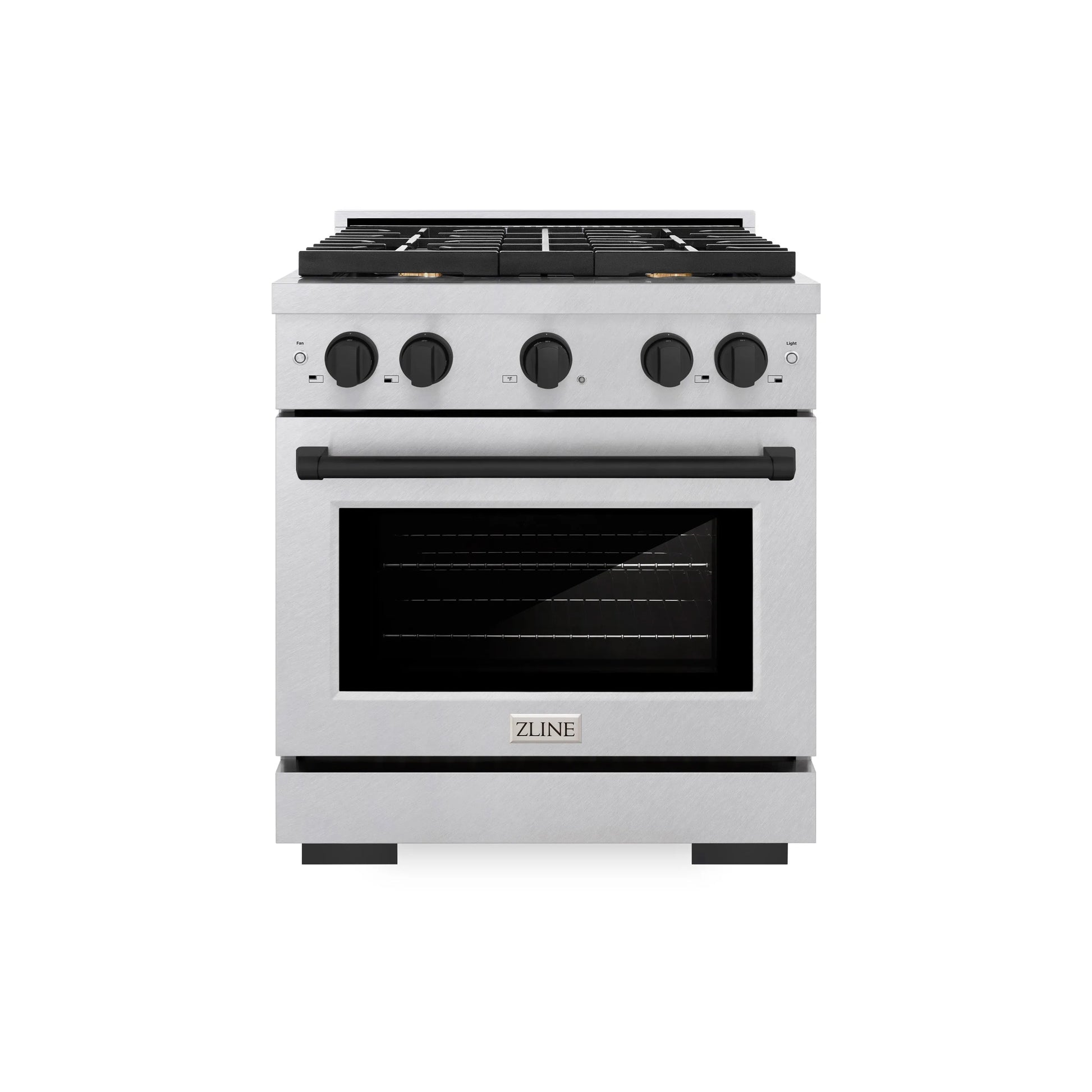 ZLINE Autograph Edition 30 in. 4.2 cu. ft. Paramount Gas Range with 4 Burner Cooktop and Convection Gas Oven in Satin Stainless Steel and Matte Black Accents, Open Box-Great Condition