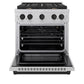 ZLINE Autograph Edition 30 in. 4.2 cu. ft. Paramount Gas Range with 4 Burner Cooktop and Convection Gas Oven in Satin Stainless Steel and Matte Black Accents, Open Box-Good Condition