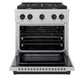 ZLINE Autograph Edition 30 in. 4.2 cu. ft. Paramount Gas Range with 4 Burner Cooktop and Convection Gas Oven in Satin Stainless Steel and Matte Black Accents, Open Box-Great Condition