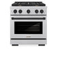 ZLINE Autograph Edition 30 in. 4.2 cu. ft. Paramount Gas Range with 4 Burner Cooktop and Convection Gas Oven in Satin Stainless Steel and Matte Black Accents, Open Box-Great Condition