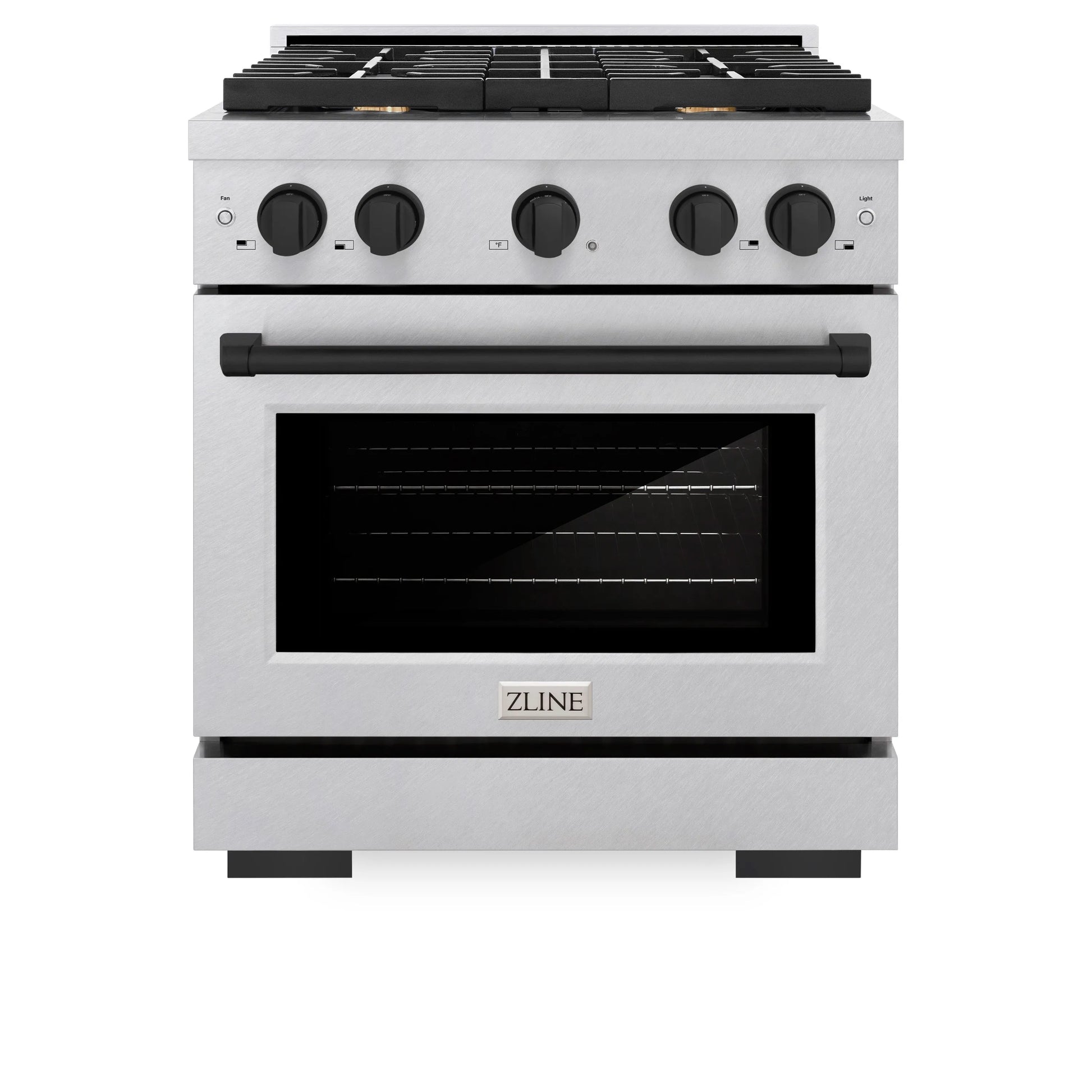 ZLINE Autograph Edition 30 in. 4.2 cu. ft. Paramount Gas Range with 4 Burner Cooktop and Convection Gas Oven in Satin Stainless Steel and Matte Black Accents, Open Box-Great Condition