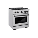 ZLINE Autograph Edition 30 in. 4.2 cu. ft. Paramount Gas Range with 4 Burner Cooktop and Convection Gas Oven in Satin Stainless Steel and Matte Black Accents, Open Box-Great Condition main image.