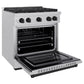 ZLINE Autograph Edition 30 in. 4.2 cu. ft. Paramount Gas Range with 4 Burner Cooktop and Convection Gas Oven in Satin Stainless Steel and Matte Black Accents, Open Box-Good Condition