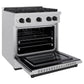 ZLINE Autograph Edition 30 in. 4.2 cu. ft. Paramount Gas Range with 4 Burner Cooktop and Convection Gas Oven in Satin Stainless Steel and Matte Black Accents, Open Box-Great Condition