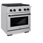 ZLINE Autograph Edition 30 in. 4.2 cu. ft. Paramount Gas Range with 4 Burner Cooktop and Convection Gas Oven in Satin Stainless Steel and Matte Black Accents, Open Box-Great Condition