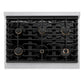 ZLINE Autograph Edition 36 in. 5.2 cu. ft. Paramount Gas Range with 6 Burner Cooktop and Convection Gas Oven in Satin Stainless Steel and Champagne Bronze Accents, Open Box-Great Condition