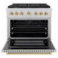 ZLINE Autograph Edition 36 in. 5.2 cu. ft. Paramount Gas Range with 6 Burner Cooktop and Convection Gas Oven in Satin Stainless Steel and Polished Gold Accents, Open Box-Good Condition