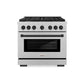 ZLINE Autograph Edition 36 in. 5.2 cu. ft. Paramount Gas Range with 6 Burner Cooktop and Convection Gas Oven in Satin Stainless Steel and Matte Black Accents, Open Box-Great Condition