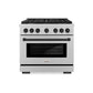 ZLINE Autograph Edition 36 in. 5.2 cu. ft. Paramount Gas Range with 6 Burner Cooktop and Convection Gas Oven in Satin Stainless Steel and Matte Black Accents, Open Box-Great Condition