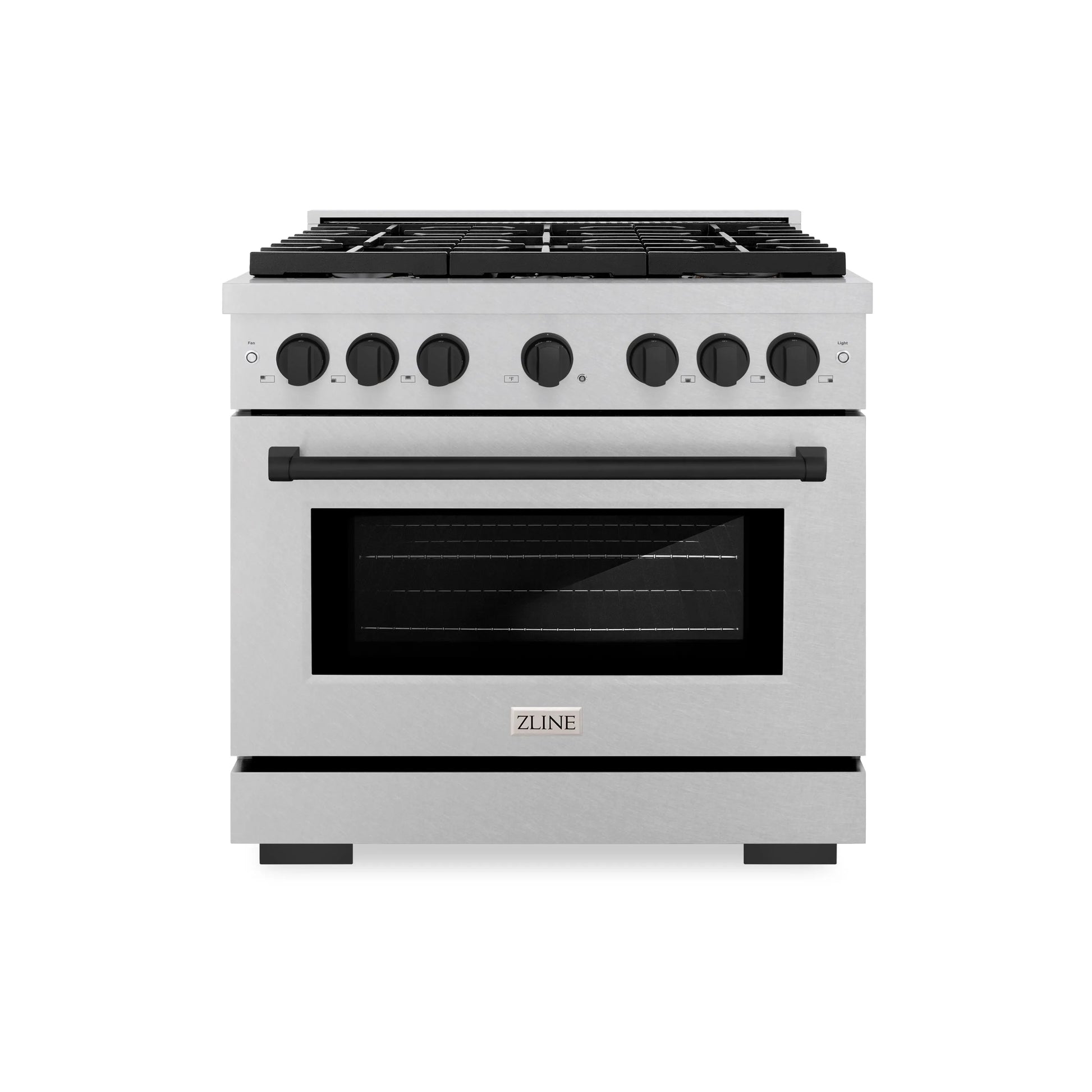 ZLINE Autograph Edition 36 in. 5.2 cu. ft. Paramount Gas Range with 6 Burner Cooktop and Convection Gas Oven in Satin Stainless Steel and Matte Black Accents, Open Box-Great Condition