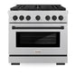 ZLINE Autograph Edition 36 in. 5.2 cu. ft. Paramount Gas Range with 6 Burner Cooktop and Convection Gas Oven in Satin Stainless Steel and Matte Black Accents, Open Box-Great Condition