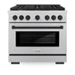 ZLINE Autograph Edition 36 in. 5.2 cu. ft. Paramount Gas Range with 6 Burner Cooktop and Convection Gas Oven in Satin Stainless Steel and Matte Black Accents, Open Box-Great Condition