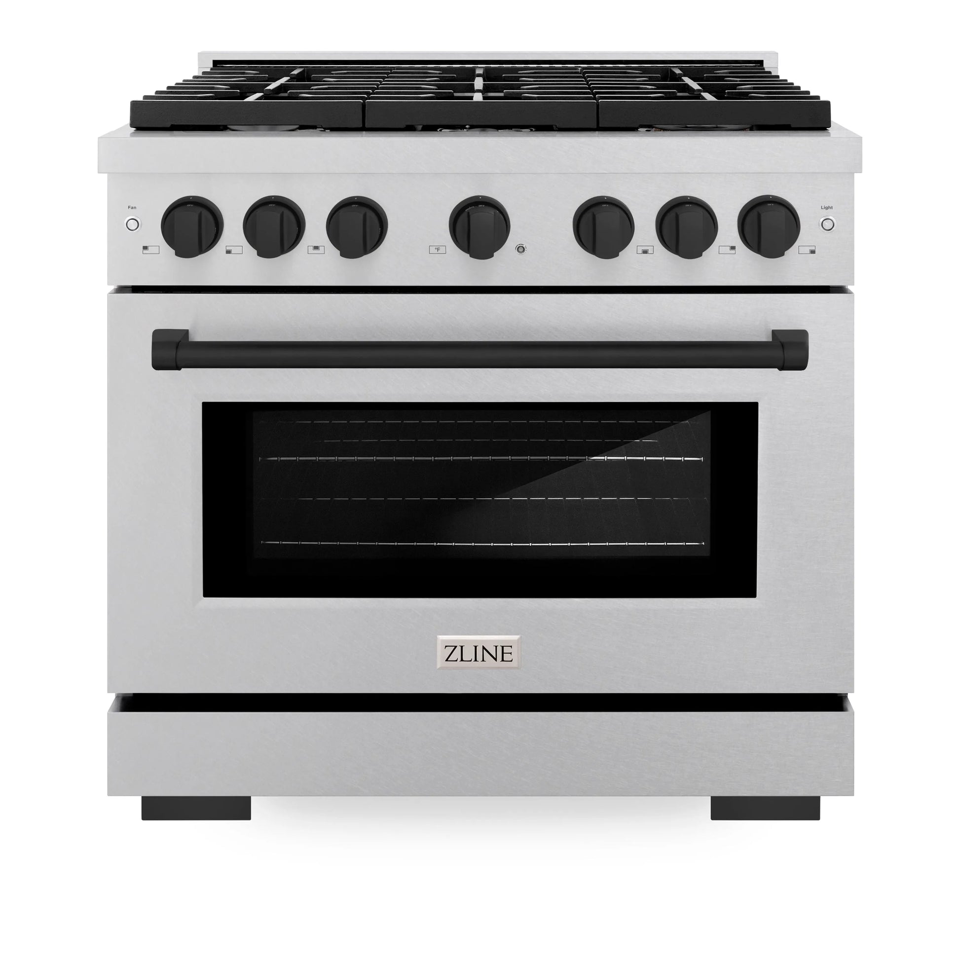 ZLINE Autograph Edition 36 in. 5.2 cu. ft. Paramount Gas Range with 6 Burner Cooktop and Convection Gas Oven in Satin Stainless Steel and Matte Black Accents, Open Box-Great Condition