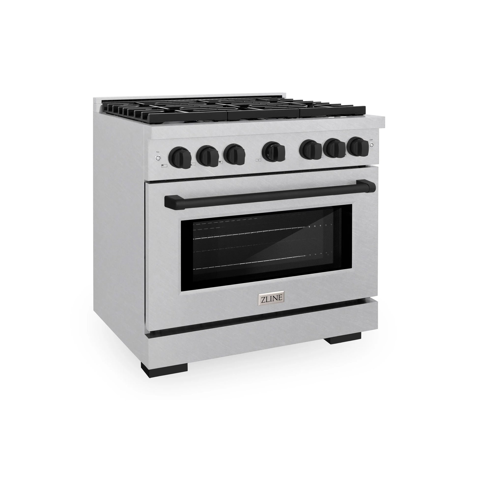 ZLINE Autograph Edition 36 in. 5.2 cu. ft. Paramount Gas Range with 6 Burner Cooktop and Convection Gas Oven in Satin Stainless Steel and Matte Black Accents, Open Box-Great Condition main image.