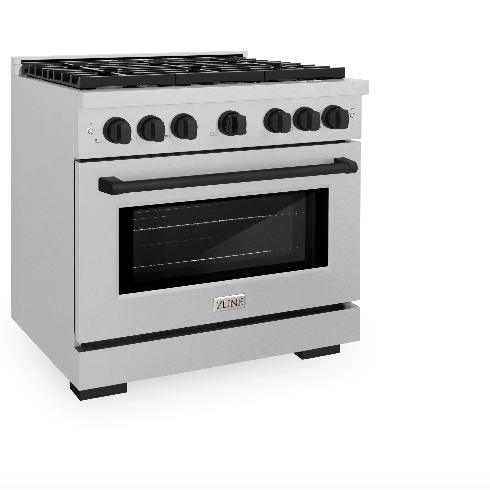 ZLINE Autograph Edition 36 in. 5.2 cu. ft. Paramount Gas Range with 6 Burner Cooktop and Convection Gas Oven in Satin Stainless Steel and Matte Black Accents, Open Box-Great Condition