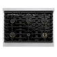ZLINE Autograph Edition 36 in. 5.2 cu. ft. Paramount Gas Range with 6 Burner Cooktop and Convection Gas Oven in Satin Stainless Steel and Matte Black Accents, Open Box-Great Condition