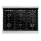ZLINE Autograph Edition 36 in. 5.2 cu. ft. Paramount Gas Range with 6 Burner Cooktop and Convection Gas Oven in Satin Stainless Steel and Matte Black Accents, Open Box-Great Condition
