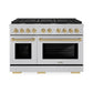 ZLINE Autograph Edition 48 in. 6.7 cu. ft. Paramount Double Oven Gas Range with 8 Burner Cooktop in Satin Stainless Steel and Champagne Bronze Accents, Open Box-Great Condition