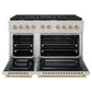 ZLINE Autograph Edition 48 in. 6.7 cu. ft. Paramount Double Oven Gas Range with 8 Burner Cooktop in Satin Stainless Steel and Champagne Bronze Accents, Open Box-Good Condition
