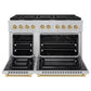 ZLINE Autograph Edition 48 in. 6.7 cu. ft. Paramount Double Oven Gas Range with 8 Burner Cooktop in Satin Stainless Steel and Champagne Bronze Accents, Open Box-Great Condition