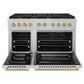 ZLINE Autograph Edition 48 in. 6.7 cu. ft. Paramount Double Oven Gas Range with 8 Burner Cooktop in Satin Stainless Steel and Champagne Bronze Accents, Open Box-Great Condition