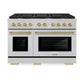 ZLINE Autograph Edition 48 in. 6.7 cu. ft. Paramount Double Oven Gas Range with 8 Burner Cooktop in Satin Stainless Steel and Champagne Bronze Accents, Open Box-Great Condition