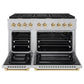 ZLINE Autograph Edition 48 in. 6.7 cu. ft. Paramount Double Oven Gas Range with 8 Burner Cooktop in Satin Stainless Steel and Polished Gold Accents, Open Box-Good Condition