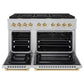 ZLINE Autograph Edition 48 in. 6.7 cu. ft. Paramount Double Oven Gas Range with 8 Burner Cooktop in Satin Stainless Steel and Polished Gold Accents, Open Box-Great Condition