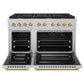 ZLINE Autograph Edition 48 in. 6.7 cu. ft. Paramount Double Oven Gas Range with 8 Burner Cooktop in Satin Stainless Steel and Polished Gold Accents, Open Box-Great Condition