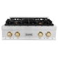 ZLINE Autograph Edition 30 in. Legacy Gas Rangetop with 4 Burners and Porcelain Cooktop in Satin Stainless Steel with Polished Gold Accents (RTSZ-30-G)