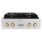 ZLINE Autograph Edition 30 in. Legacy Gas Rangetop with 4 Burners and Porcelain Cooktop in Satin Stainless Steel with Polished Gold Accents, Open Box-Great Condition