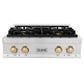 ZLINE Autograph Edition 30 in. Legacy Gas Rangetop with 4 Burners and Porcelain Cooktop in Satin Stainless Steel with Polished Gold Accents, Open Box-Good Condition