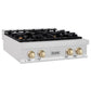 ZLINE Autograph Edition 30 in. Legacy Gas Rangetop with 4 Burners and Porcelain Cooktop in Satin Stainless Steel with Polished Gold Accents, Open Box-Good Condition