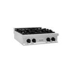 ZLINE Autograph Edition 30 in. Legacy Gas Rangetop with 4 Burners and Porcelain Cooktop in Satin Stainless Steel with Matte Black Accents (RTSZ-30-MB)