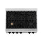 ZLINE Autograph Edition 36 in. Legacy Gas Rangetop with 6 Burners and Porcelain Cooktop in Satin Stainless Steel with Matte Black Accents, Open Box-Good Condition