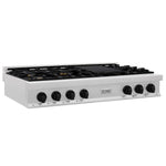 ZLINE Autograph Edition 48 in. Legacy Gas Rangetop with 7 Burners and Porcelain Cooktop in Satin Stainless Steel with Matte Black Accents (RTSZ-48-MB) main image.