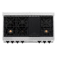 ZLINE Autograph Edition 48 in. Legacy Gas Rangetop with 7 Burners and Porcelain Cooktop in Satin Stainless Steel with Matte Black Accents, Open Box-Good Condition