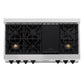 ZLINE Autograph Edition 48 in. Legacy Gas Rangetop with 7 Burners and Porcelain Cooktop in Satin Stainless Steel with Matte Black Accents, Open Box-Great Condition