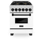ZLINE Autograph Edition 24 in. 2.8 cu. ft. Legacy Dual Fuel Range with 4 Burner Gas Cooktop and Electric Convection Oven in Satin Stainless Steel with White Matte Door and Matte Black Accents, Open Box-Good Condition