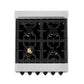 ZLINE Autograph Edition 24 in. 2.8 cu. ft. Legacy Dual Fuel Range with 4 Burner Gas Cooktop and Electric Convection Oven in Satin Stainless Steel with White Matte Door and Matte Black Accents, Open Box-Good Condition