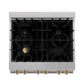 ZLINE Autograph Edition 30 in. 4.0 cu. ft. Legacy Dual Fuel Range with 4 Burner Gas Cooktop and Electric Convection Oven in Satin Stainless Steel with White Matte Door and Champagne Bronze Accents, Open Box-Great Condition