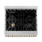 ZLINE Autograph Edition 30 in. 4.0 cu. ft. Legacy Dual Fuel Range with 4 Burner Gas Cooktop and Electric Convection Oven in Satin Stainless Steel with White Matte Door and Polished Gold Accents, Open Box-Good Condition