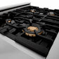 ZLINE Autograph Edition 30 in. 4.0 cu. ft. Legacy Dual Fuel Range with 4 Burner Gas Cooktop and Electric Convection Oven in Satin Stainless Steel with White Matte Door and Matte Black Accents, Open Box-Great Condition