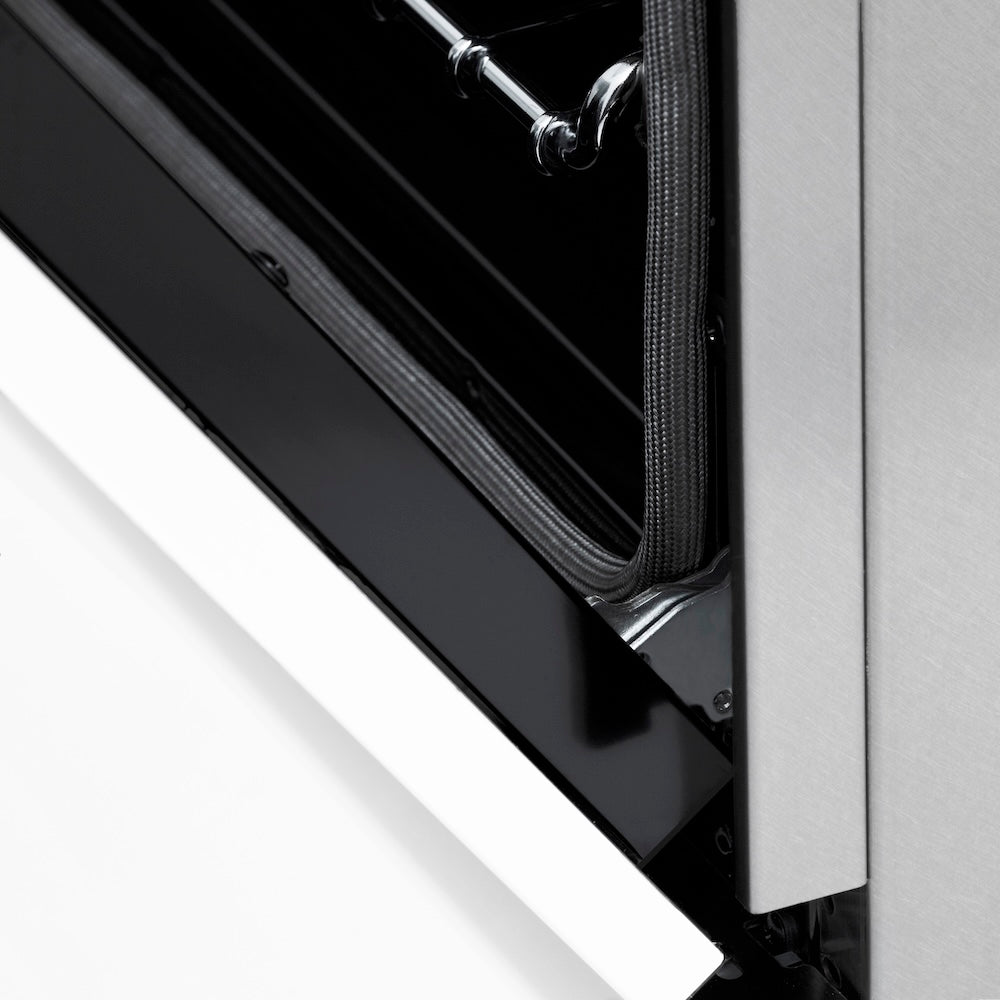 ZLINE Autograph Edition 30 in. 4.0 cu. ft. Legacy Dual Fuel Range with 4 Burner Gas Cooktop and Electric Convection Oven in Satin Stainless Steel with White Matte Door and Matte Black Accents, Open Box-Good Condition