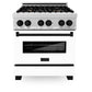 ZLINE Autograph Edition 30 in. 4.0 cu. ft. Legacy Dual Fuel Range with 4 Burner Gas Cooktop and Electric Convection Oven in Satin Stainless Steel with White Matte Door and Matte Black Accents, Open Box-Good Condition