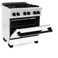 ZLINE Autograph Edition 30 in. 4.0 cu. ft. Legacy Dual Fuel Range with 4 Burner Gas Cooktop and Electric Convection Oven in Satin Stainless Steel with White Matte Door and Matte Black Accents (RASZ-WM-30-MB)