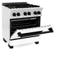 ZLINE Autograph Edition 30 in. 4.0 cu. ft. Legacy Dual Fuel Range with 4 Burner Gas Cooktop and Electric Convection Oven in Satin Stainless Steel with White Matte Door and Matte Black Accents, Open Box-Good Condition