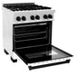 ZLINE Autograph Edition 30 in. 4.0 cu. ft. Legacy Dual Fuel Range with 4 Burner Gas Cooktop and Electric Convection Oven in Satin Stainless Steel with White Matte Door and Matte Black Accents, Open Box-Good Condition