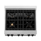ZLINE Autograph Edition 30 in. 4.0 cu. ft. Legacy Dual Fuel Range with 4 Burner Gas Cooktop and Electric Convection Oven in Satin Stainless Steel with White Matte Door and Matte Black Accents, Open Box-Good Condition